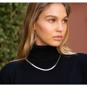 NWT Jennifer Zeuner Jewelry Herringbone Silver IP Necklace